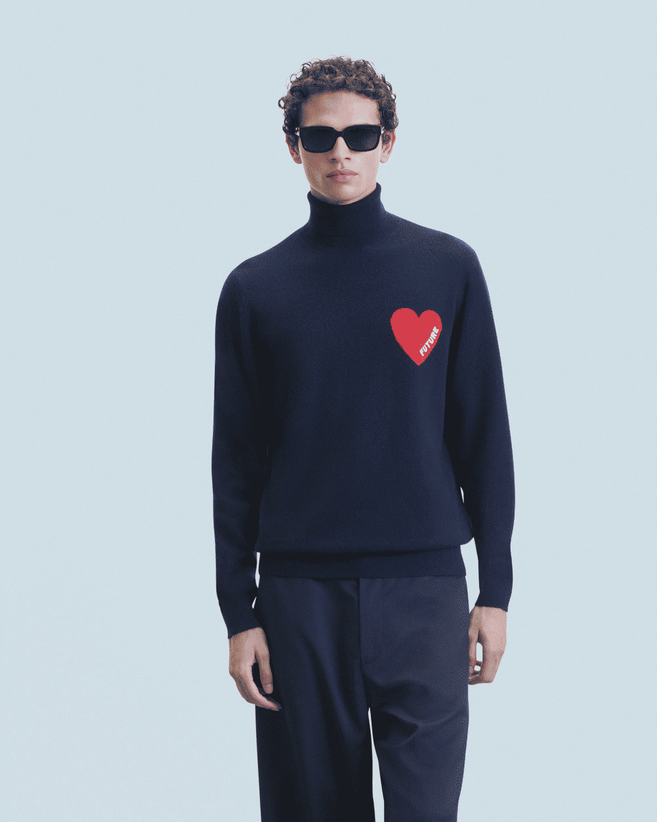 Pull Col Roulé Coeur