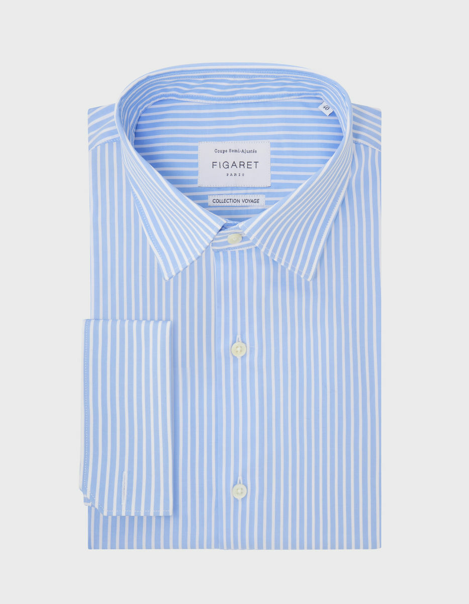 Chemise Semi-ajustée Infroissable bleue rayée