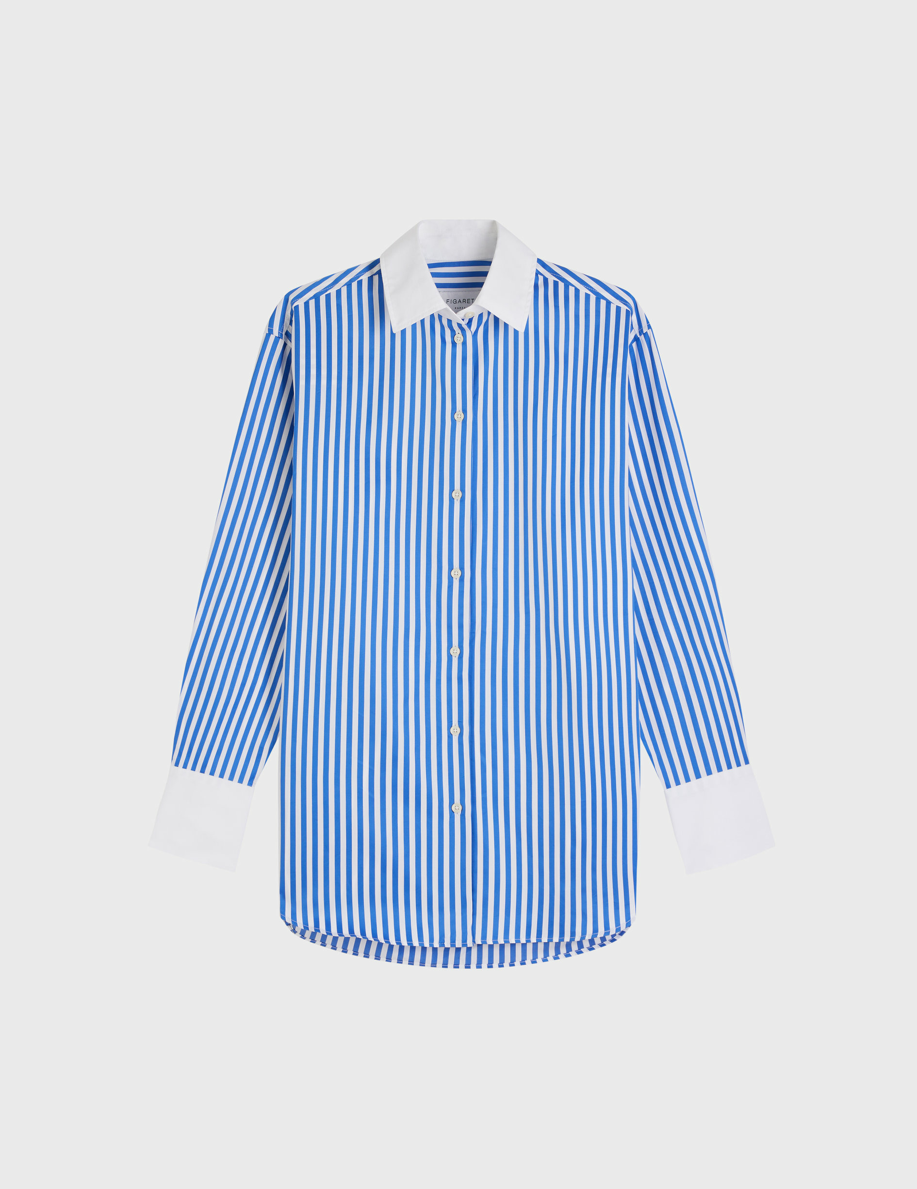 Chemise mathilde oversize en popeline rayée bleu