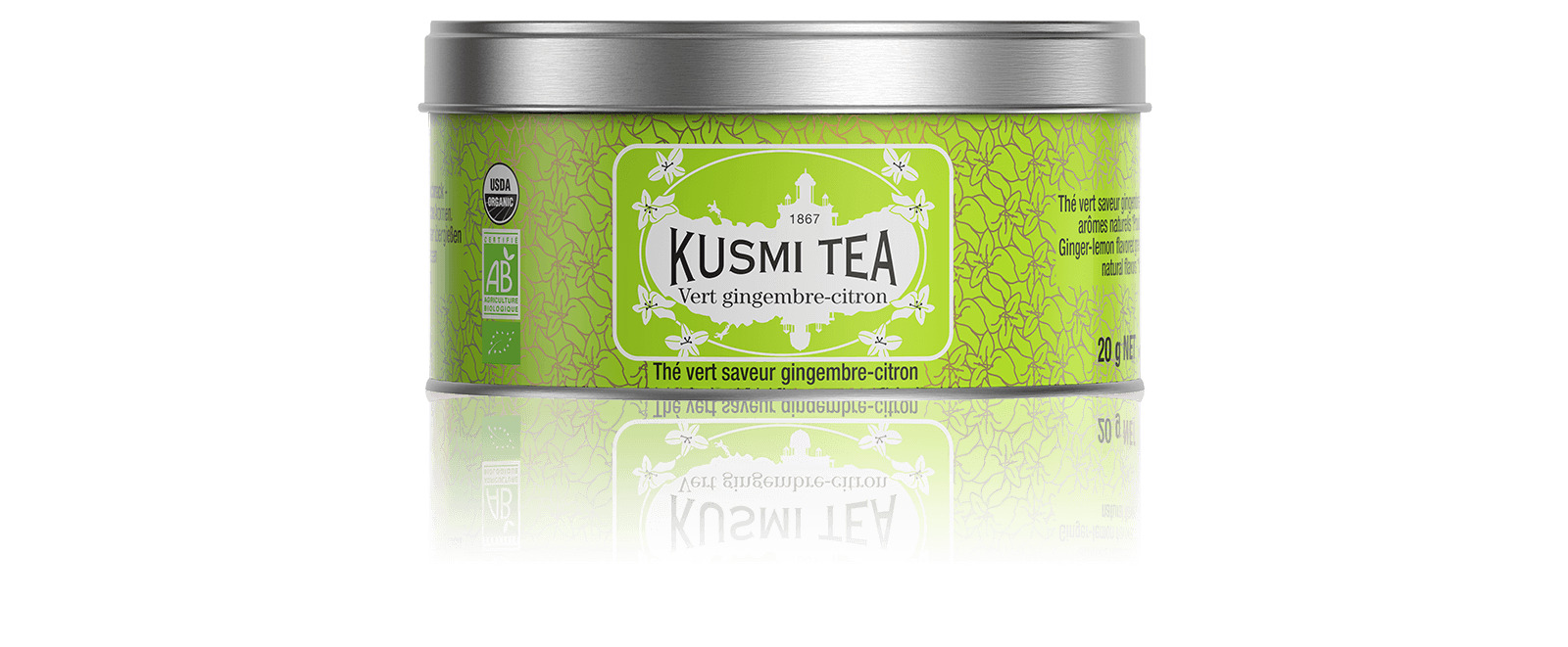 Vert Gingembre-Citron Bio - Boîte métal 20gr