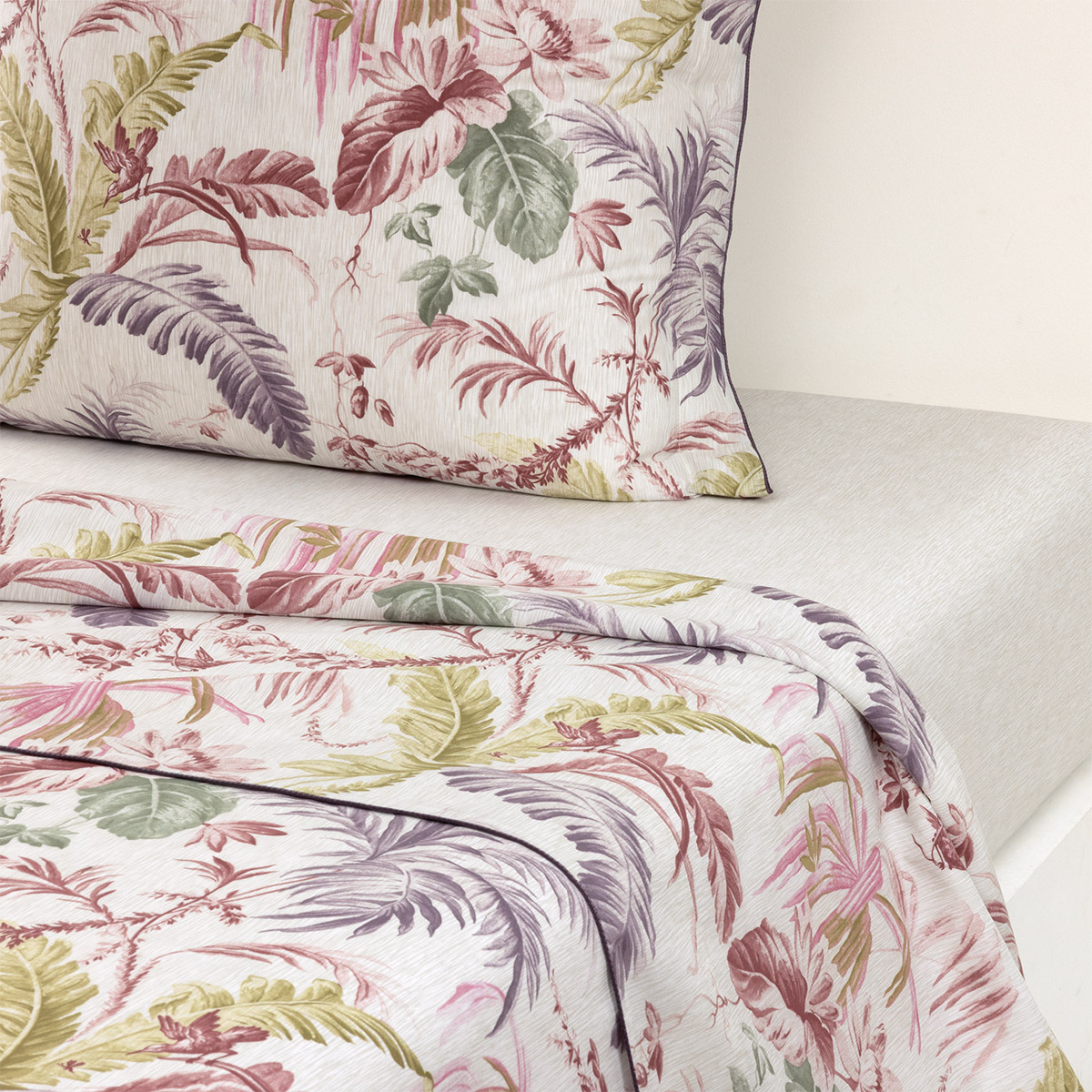 Yves Delorme - Drap plat en batiste de coton multicouleurs, Fresque