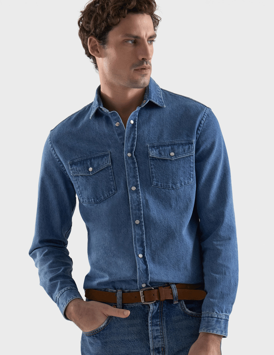 Chemise Marceau en denim bleu