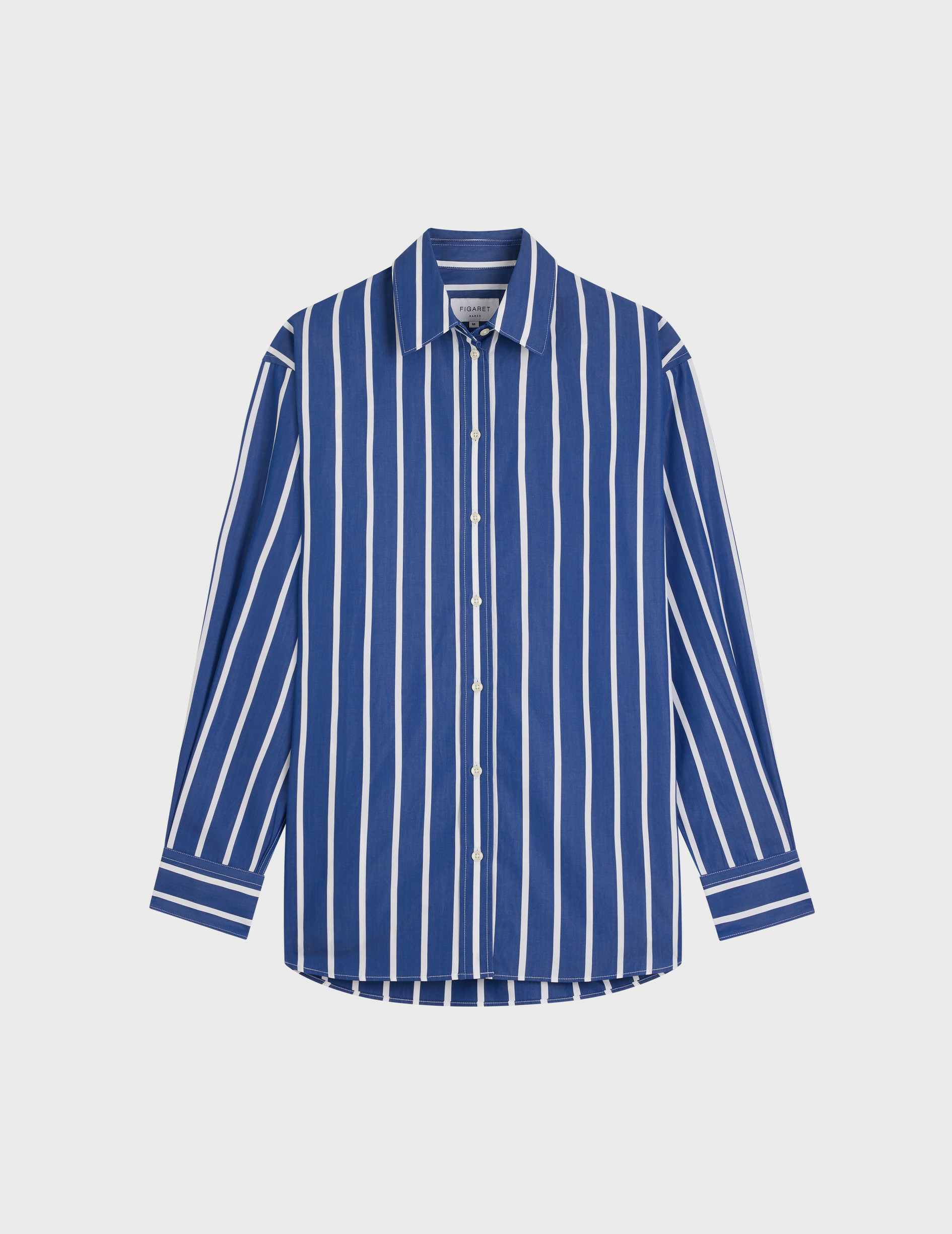Chemise delina oversize en popeline rayée marine