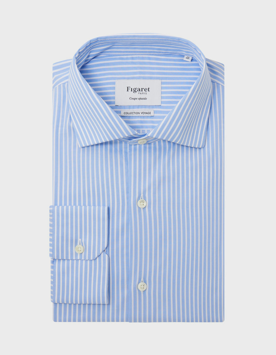 Chemise Ajustée Infroissable rayée bleue