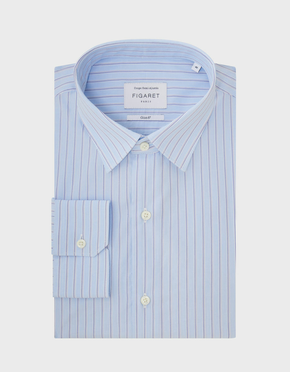 Chemise Semi-ajustée Prestige rayée bleue