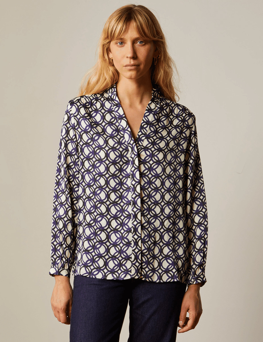 Blouse léna imprimée marine