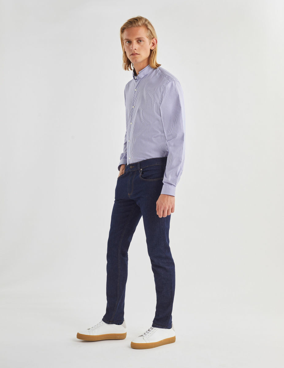 Chemise Contemporaine Infroissable rayée marine