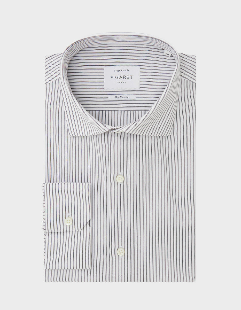 Chemise Ajustée rayée noire