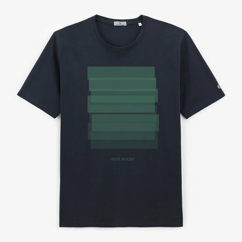 T-shirt manches courtes en coton avec imprimé bleu marine