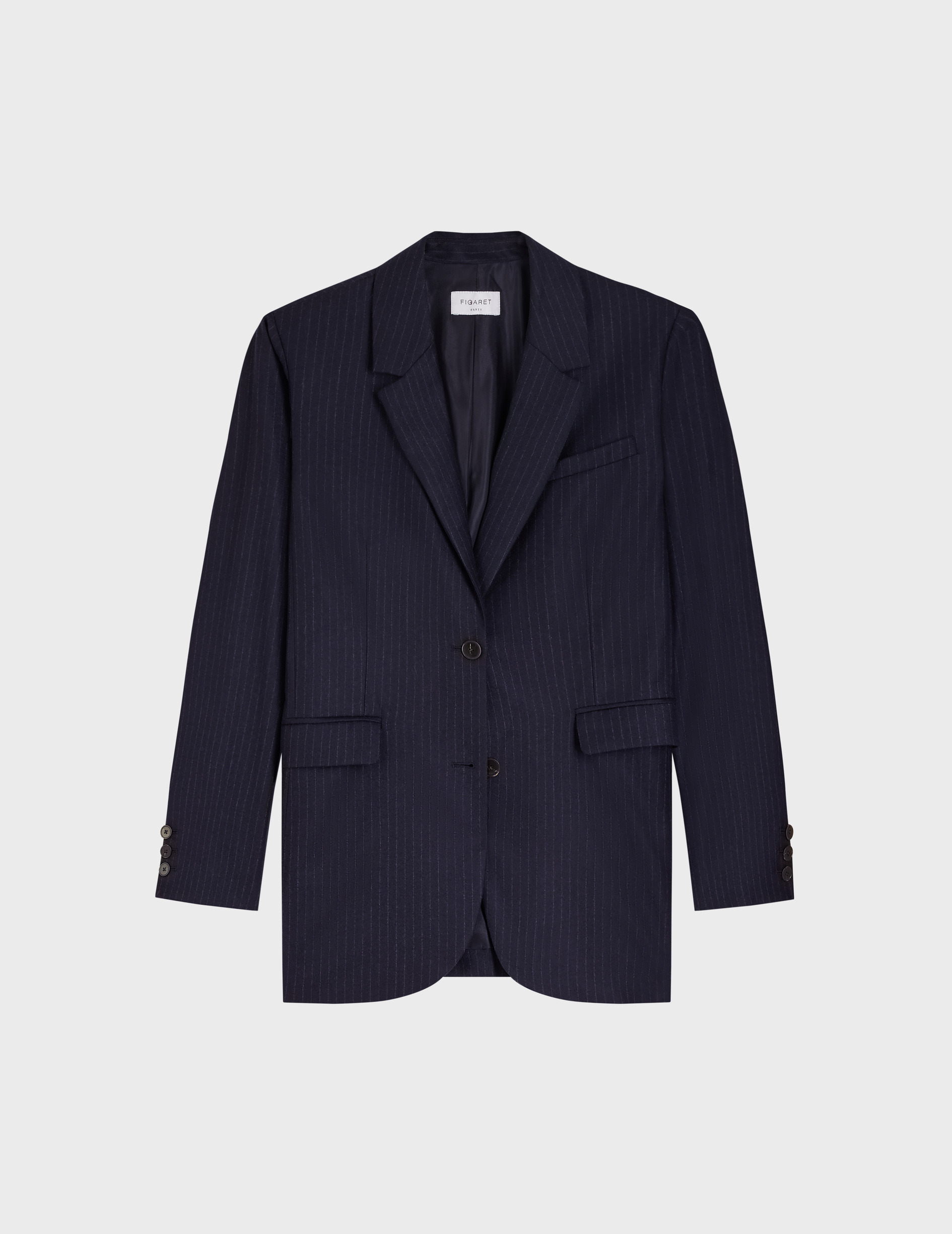 Blazer glory en twill de laine rayée marine