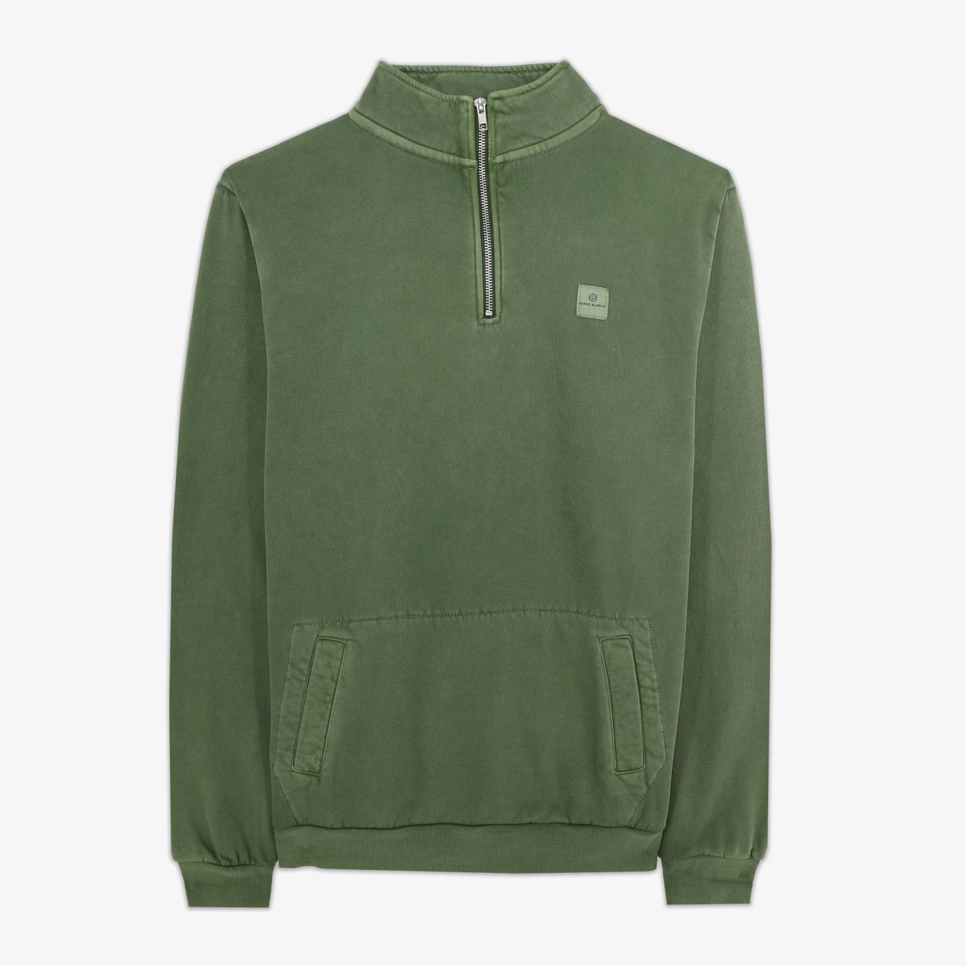 Sweat Sylvain col zippé vert militaire