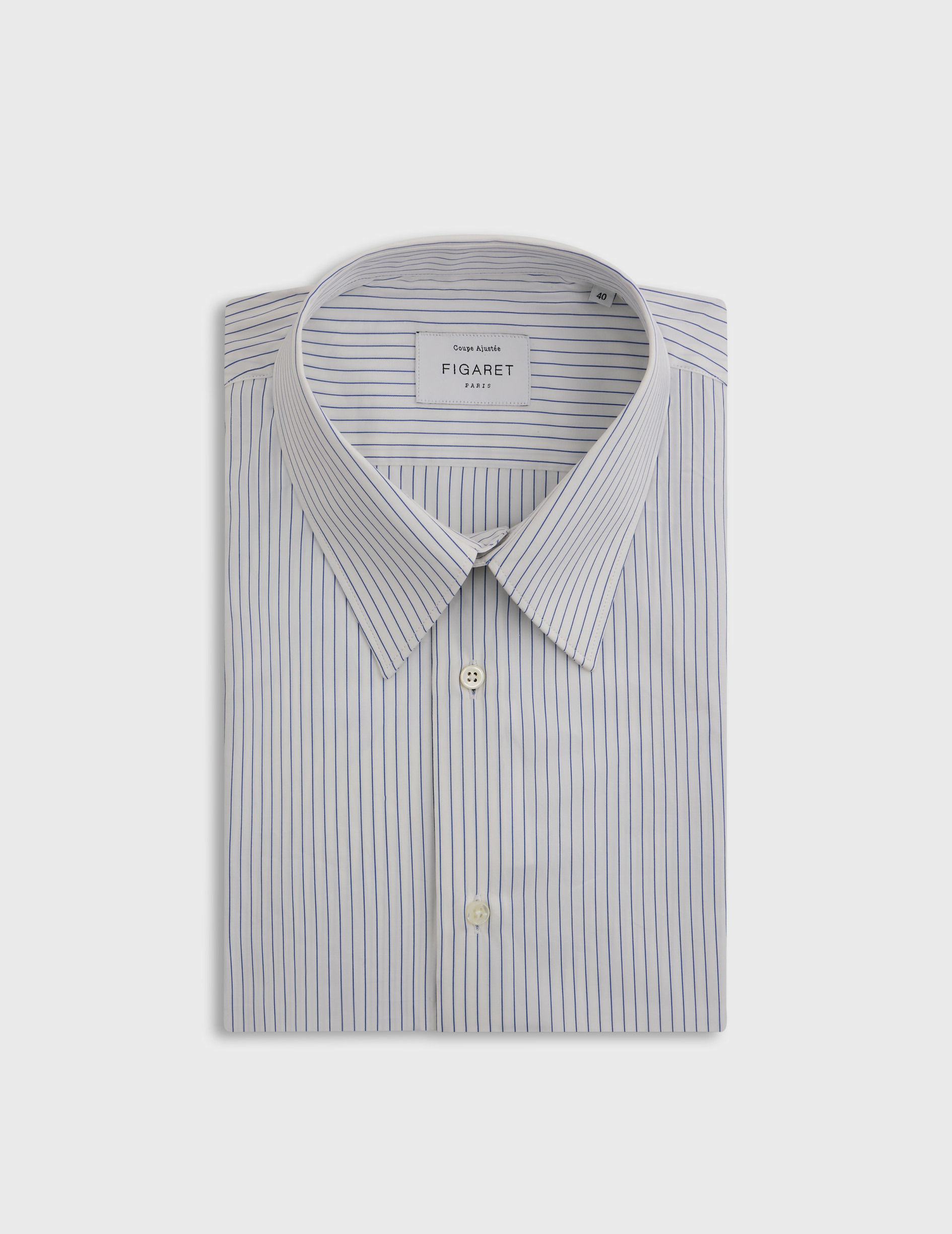 Chemise col prodigieux en popeline rayée bleu