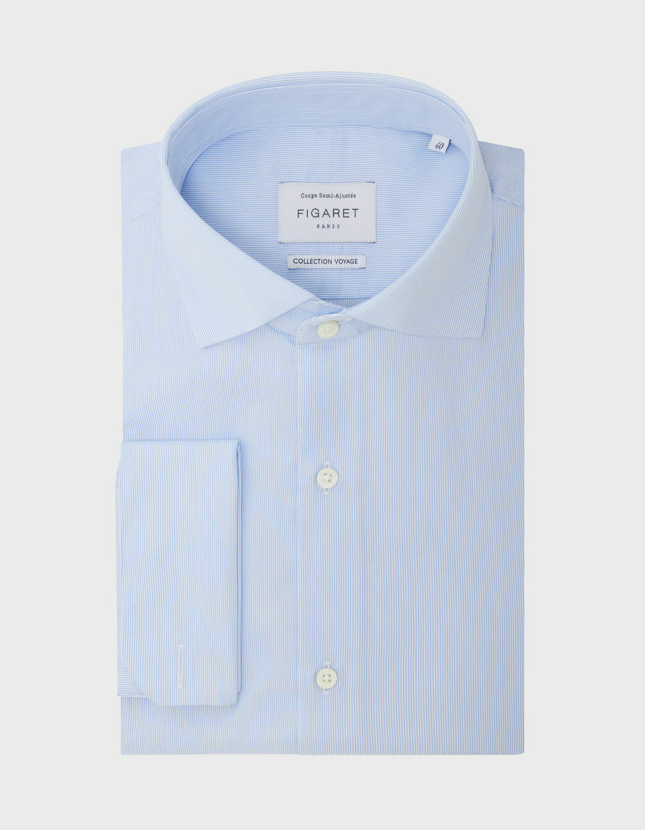 Chemise Semi-ajustée Infroissable rayée bleue