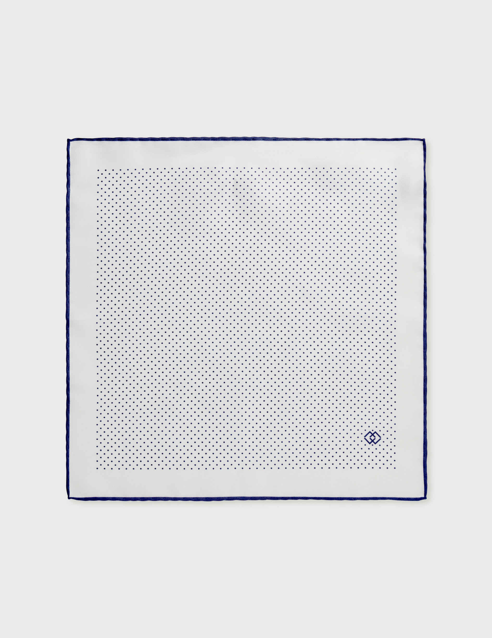 Pochette à motifs points marine en soie blanc