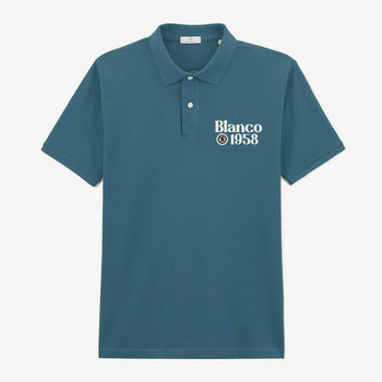 Polo piqué manches courtes en coton Blanco 1958 bleu