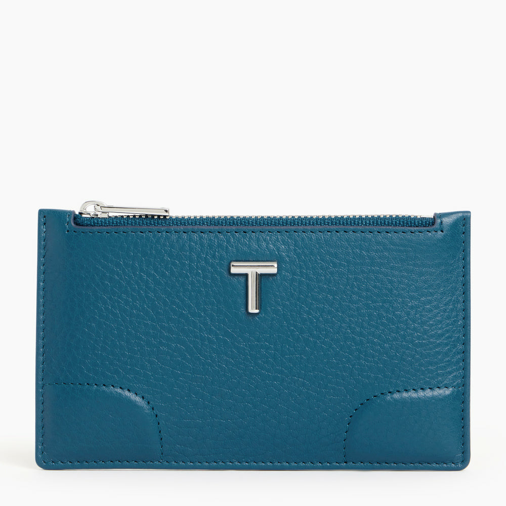 Porte cartes zippé Romy en cuir grainé