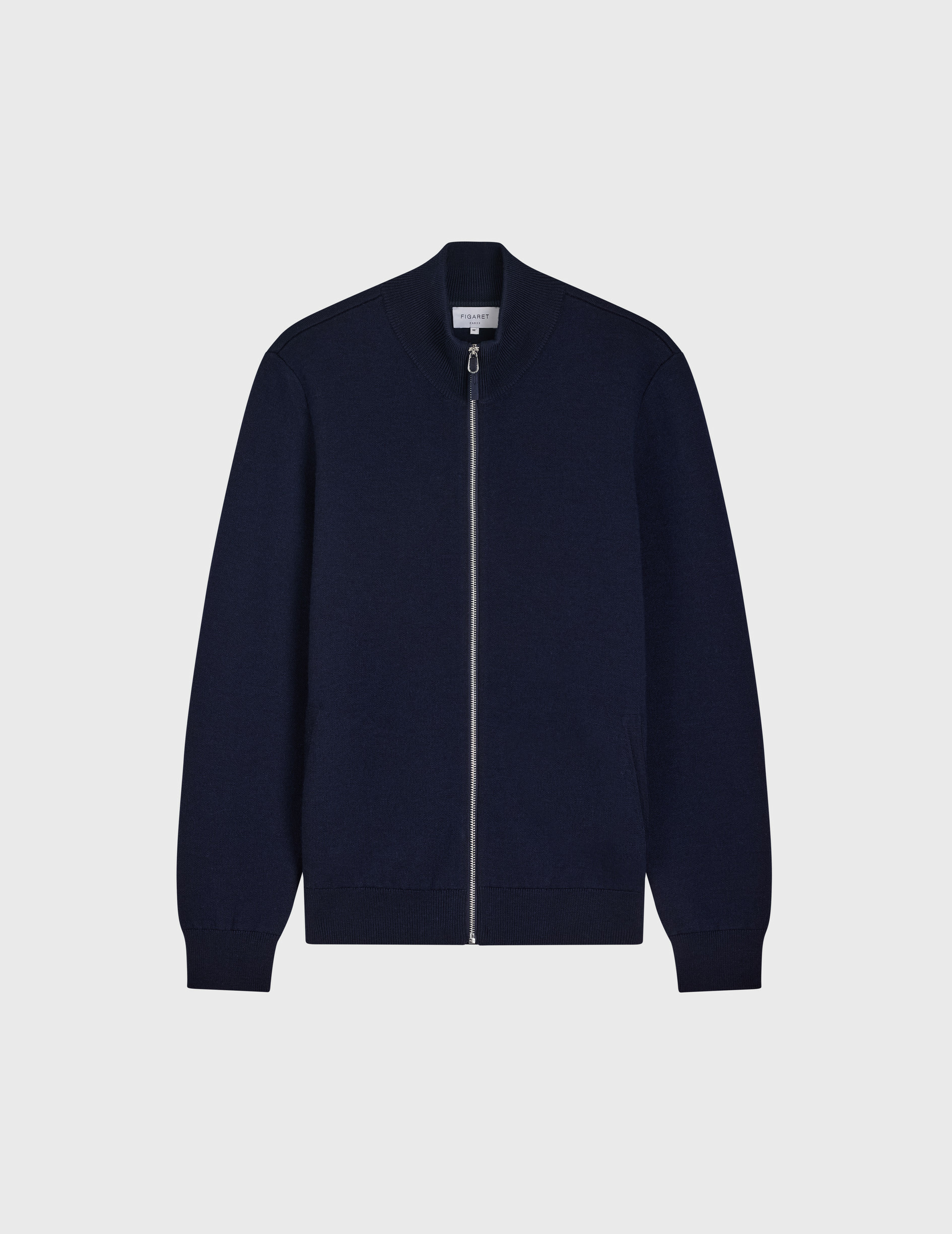 Cardigan zippé gregory en laine mérinos unie marine