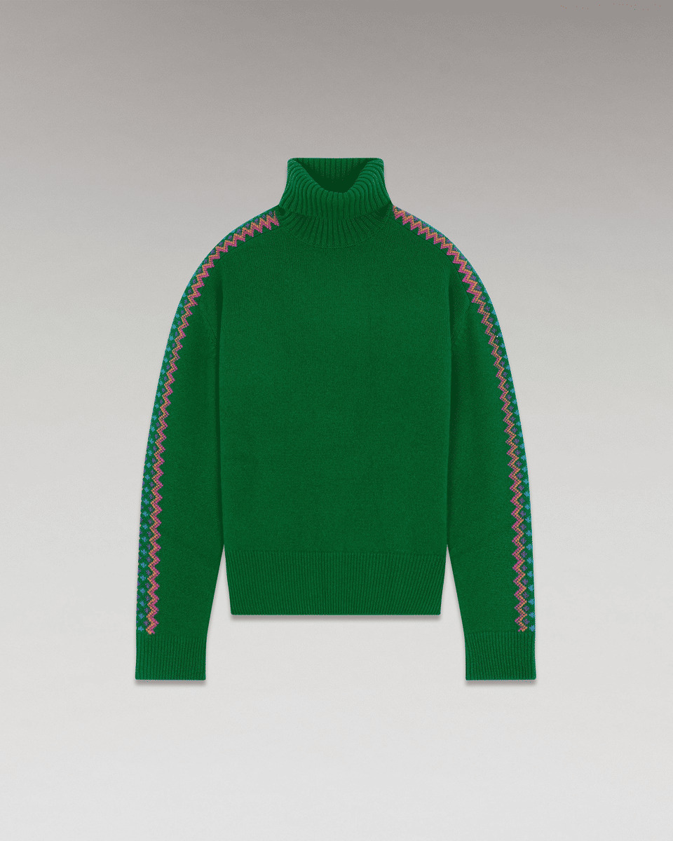 Pull Col Roulé Bandes Bicolore