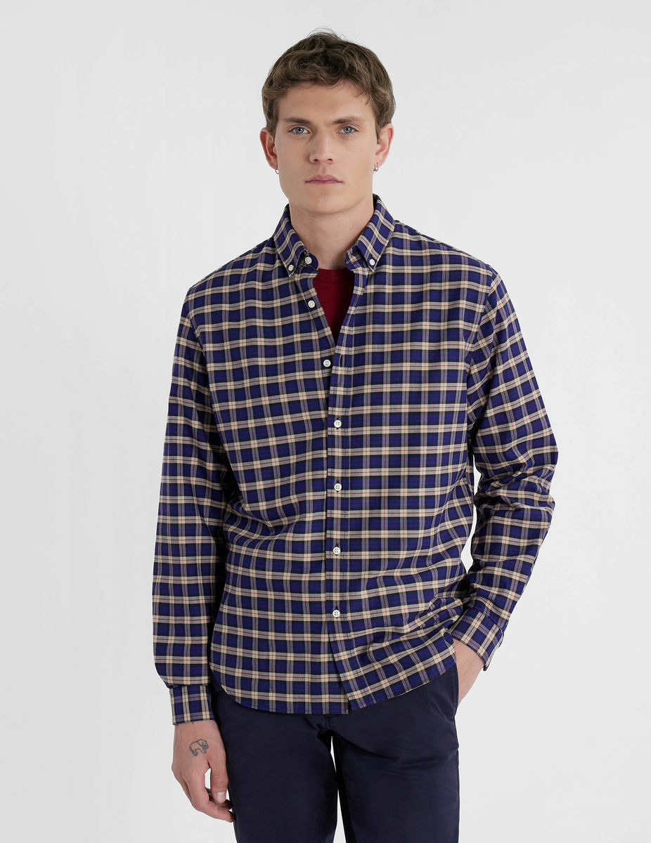 Chemise Gaspard à carreaux marine