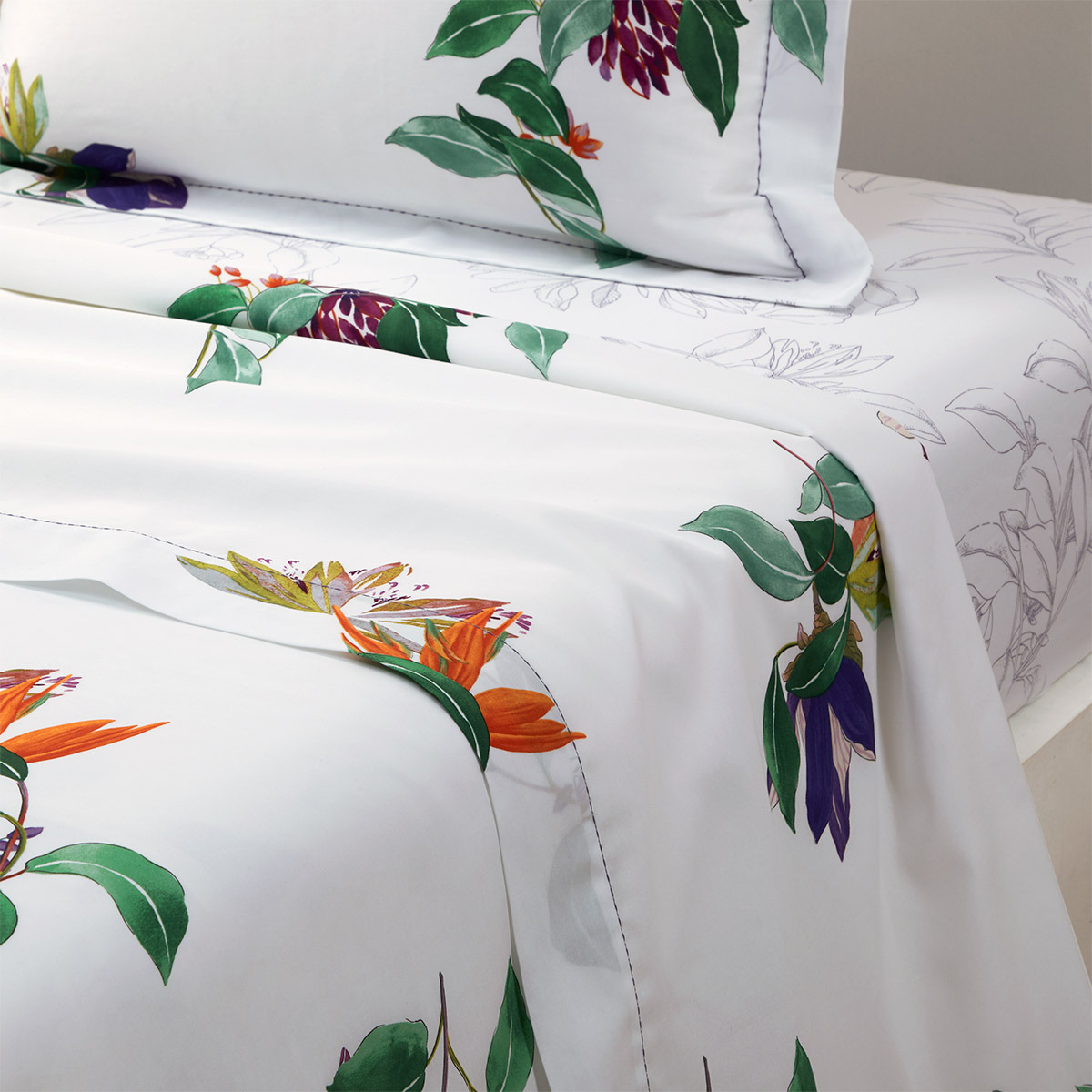 Yves Delorme - Drap plat en satin multicouleurs, Parfum