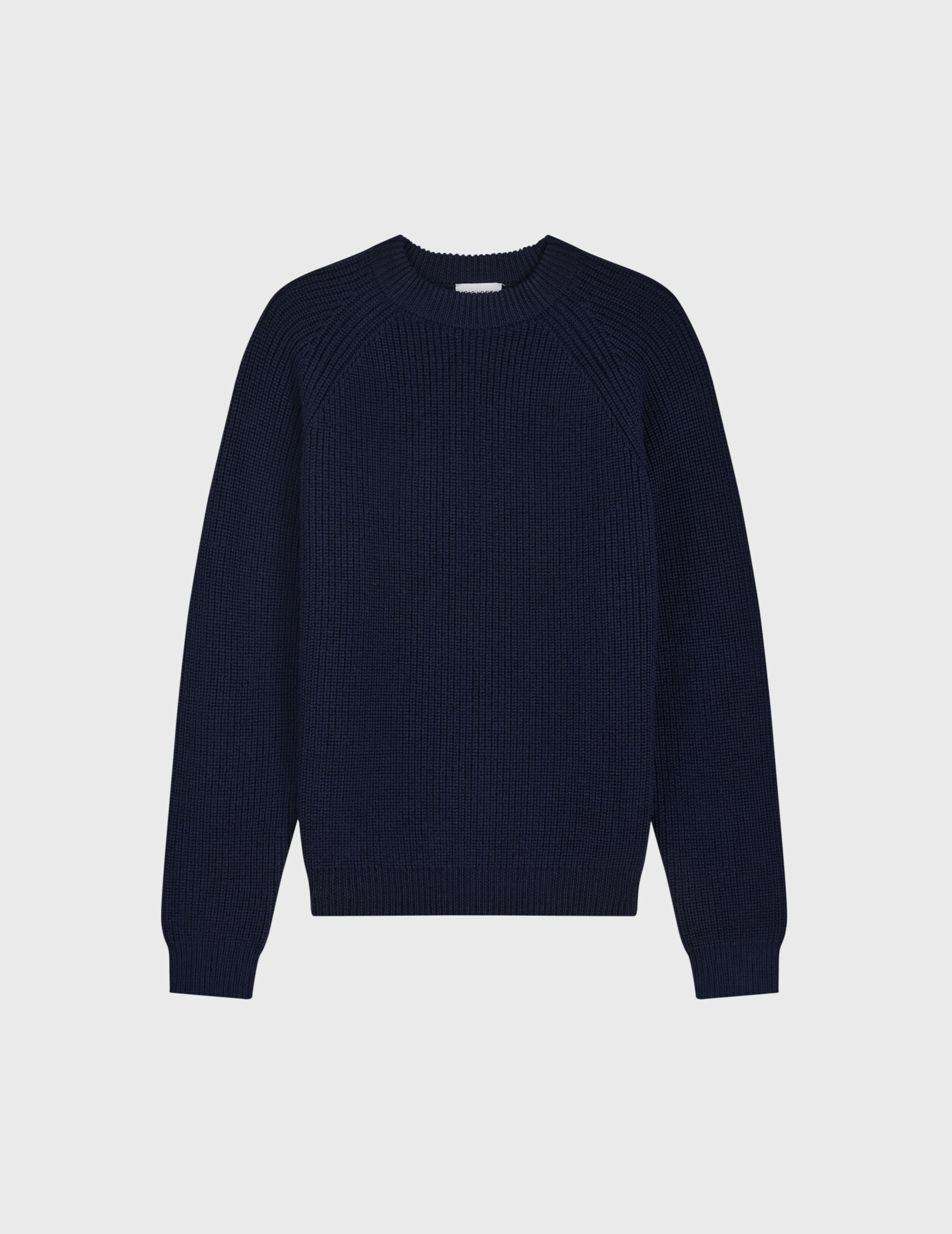 Pull col montant gareth en laine mérinos unie marine