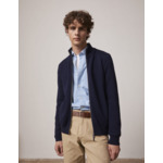 Cardigan zippé gregory en laine mérinos unie marine