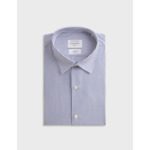 Chemise col figaret avec poignets mousquetaires en popeline rayée marine