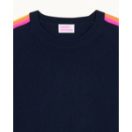 Pull Col Rond Bandes Multicolores aux Manches