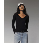 T-Shirt Col V Manches Longues Basique