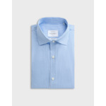 Chemise col italien en popeline rayée bleu