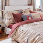 Olivier Desforges - Drap plat en satin de coton lavé beige, Coeur Vaillant