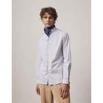 Chemise carl col droit ouvert en popeline rayée bleu