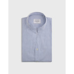 Chemise carl col droit ouvert en popeline rayée bleu