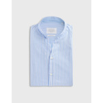 Chemise carl col droit ouvert en popeline rayée bleu