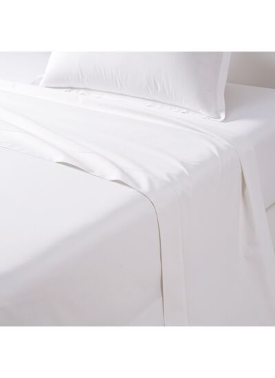 Desforges - Drap plat en percale de coton vert, Alcove