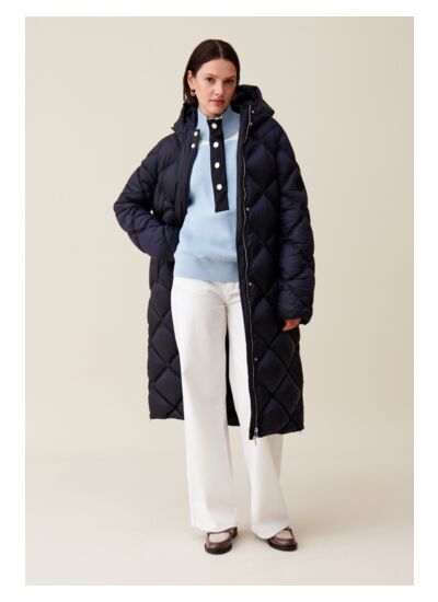 Doudoune longue capuche matelassée