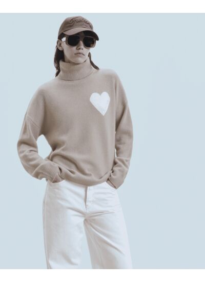 Pull Col Roulé Cœur