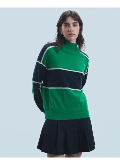 Pull Col Montant Bandes