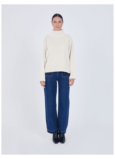 Pull col roulé ML Vekina ECRU