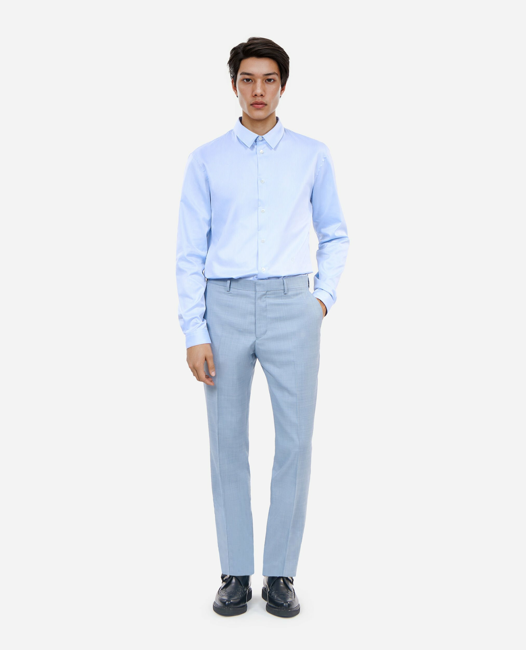 Chemise Formelle À Rayures Chevron Bleues Homme