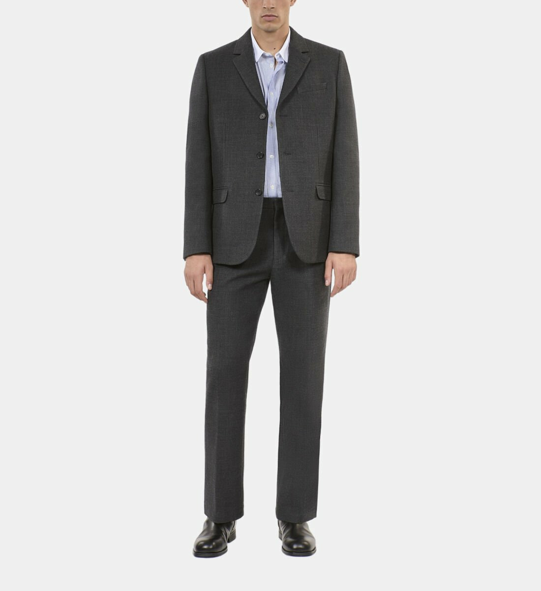 Veste De Costume En Laine Mélangée Grise Homme