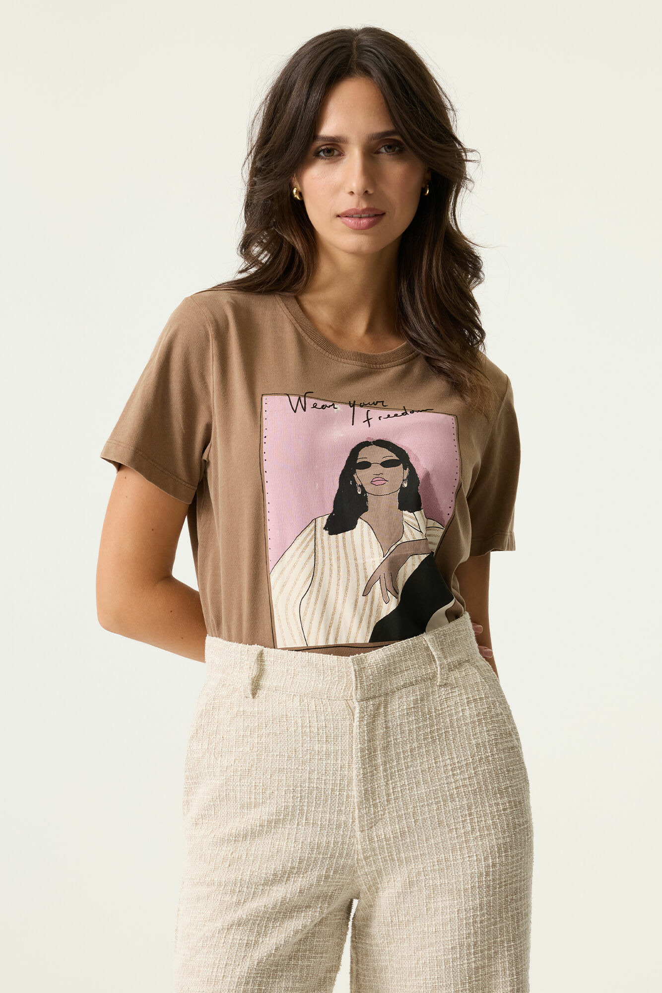 Women T-shirt Brown