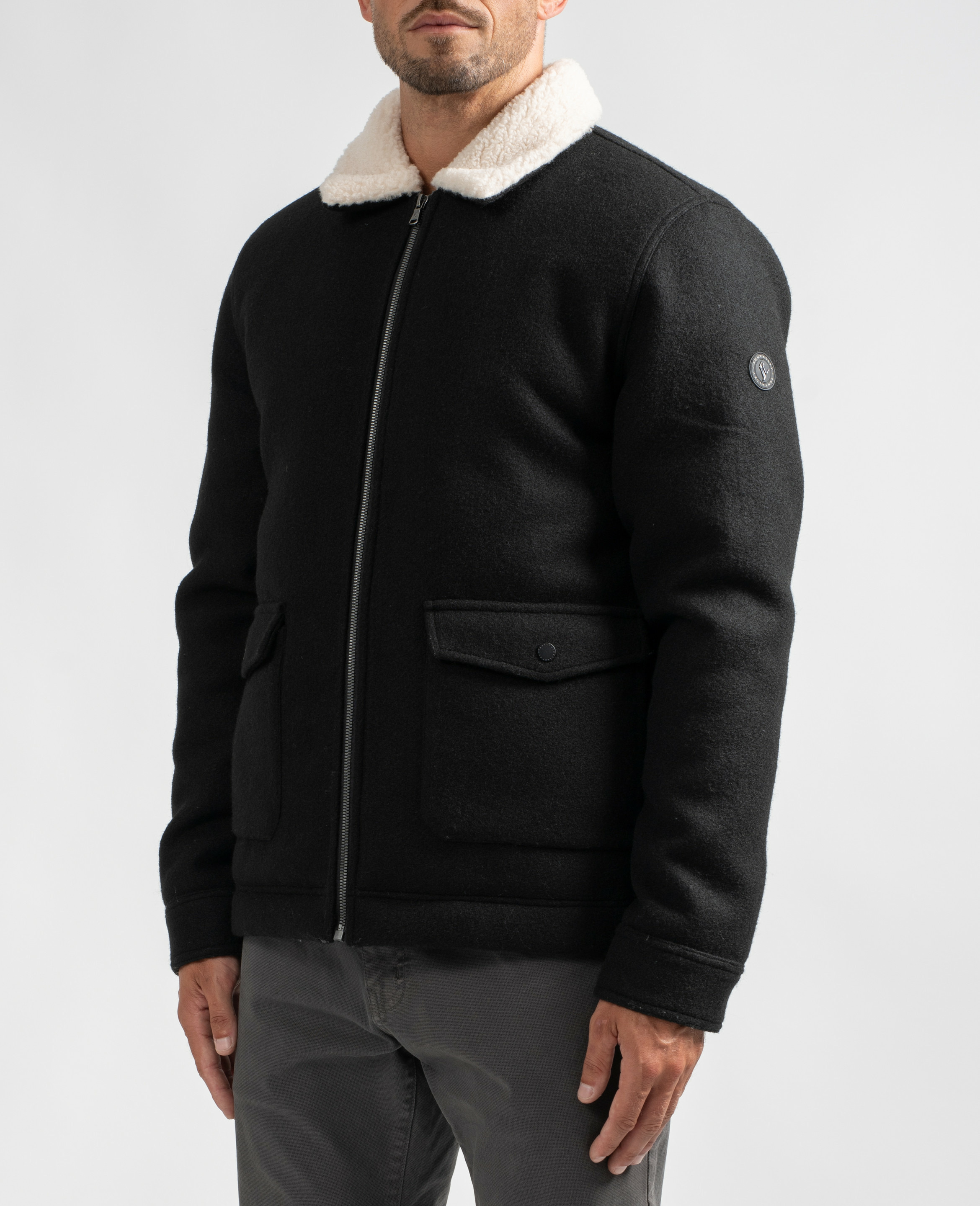 Blouson aspect drap de laine