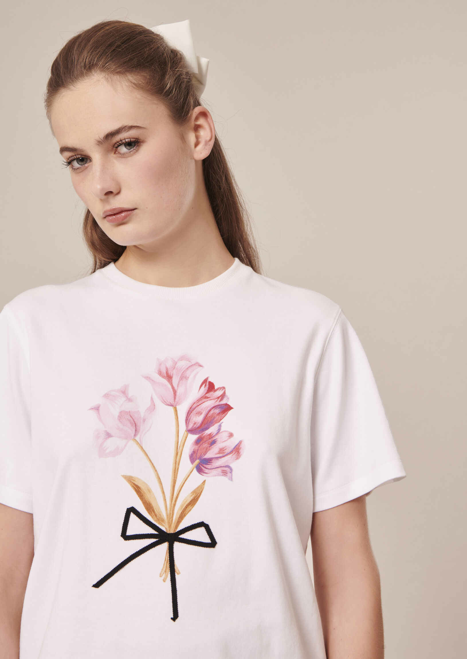 T-Shirt Taraflowers-Blanc en Coton