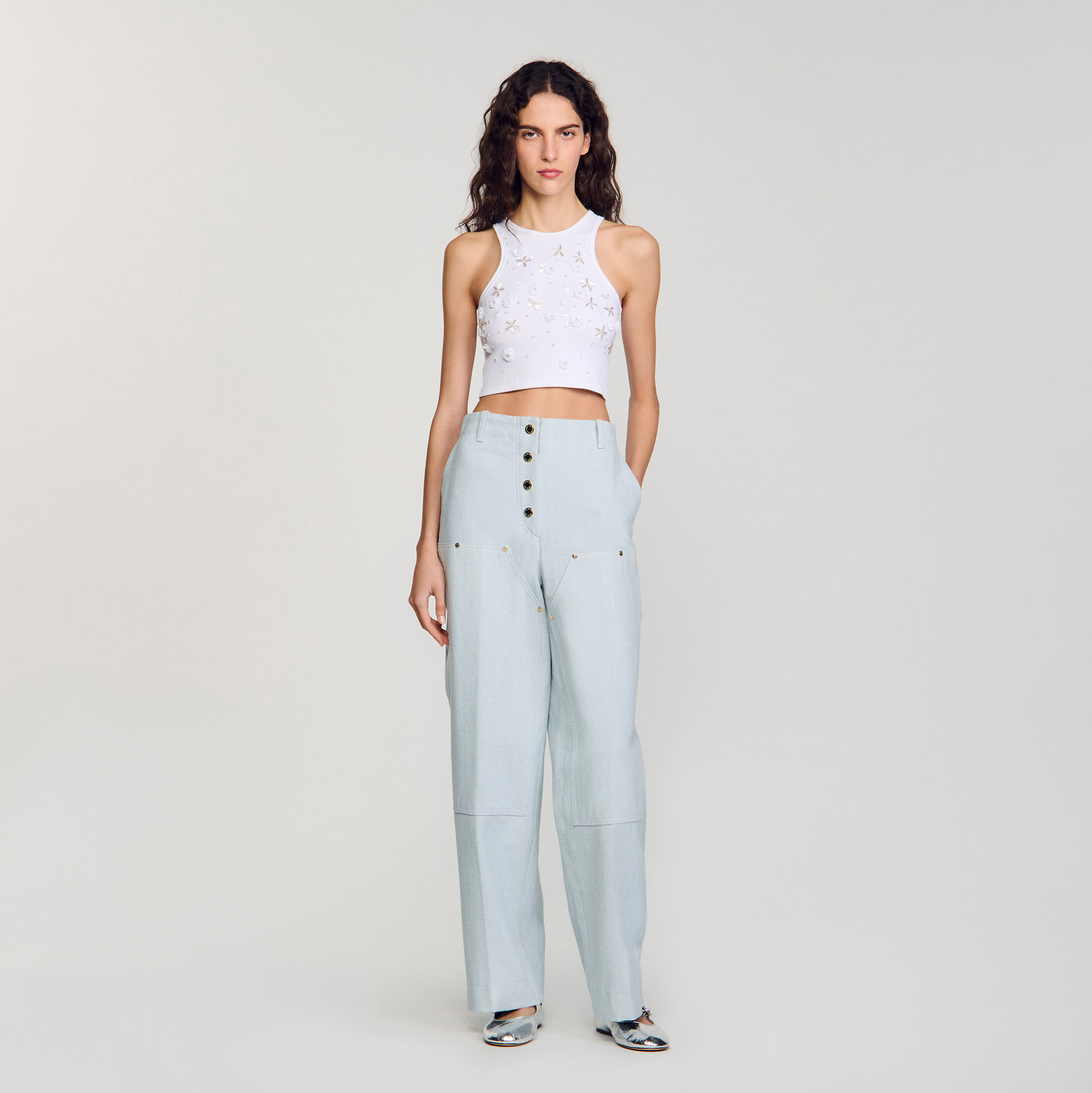 Débardeur perlé et strassé