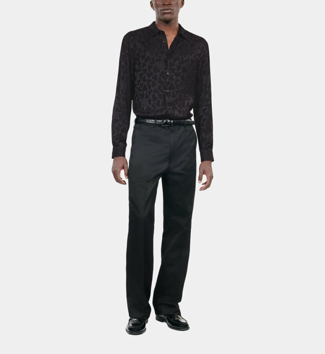 Chemise Jacquard Noire Homme