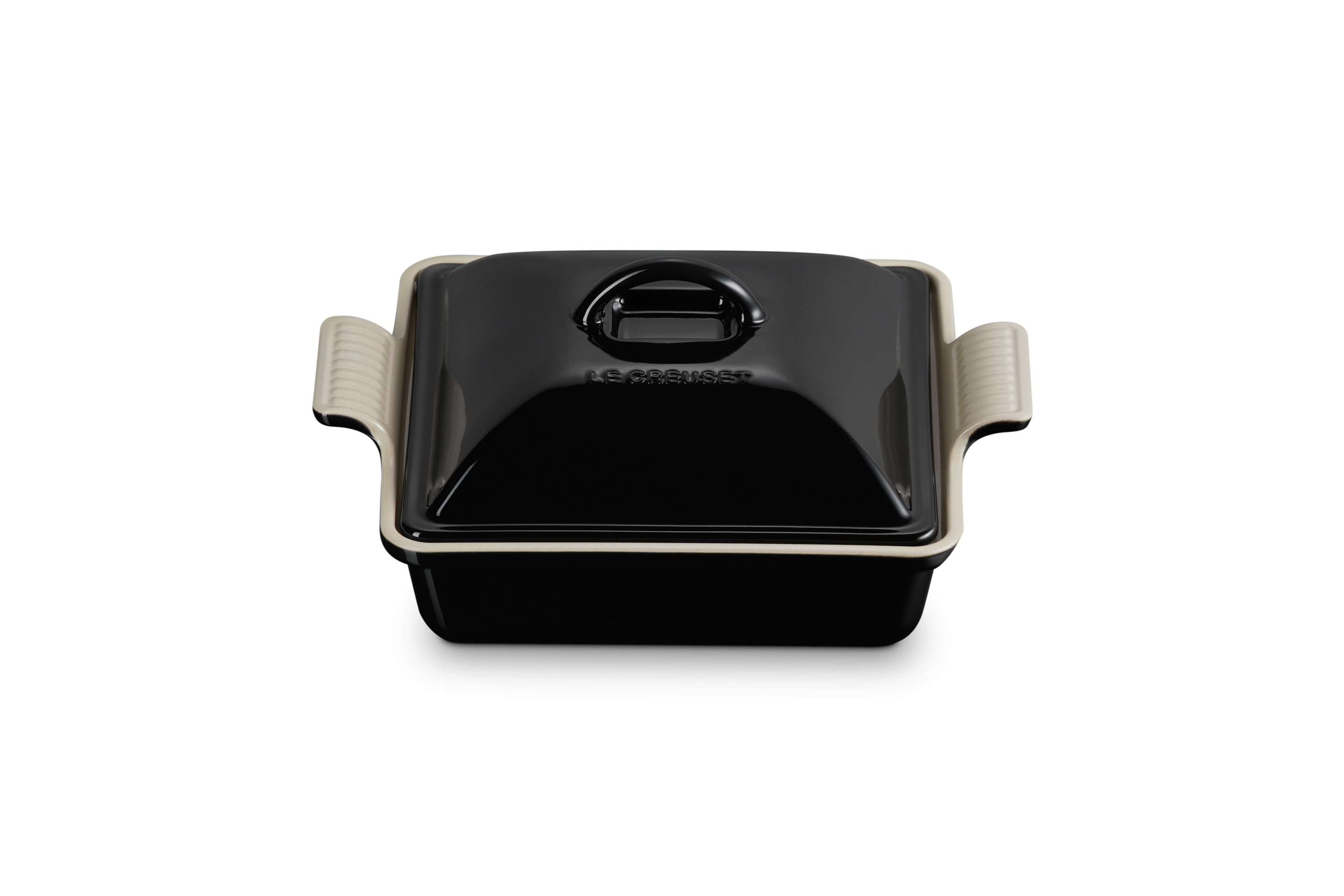 Plat carré 23cm Héritage en céramique avec couvercle black onyx