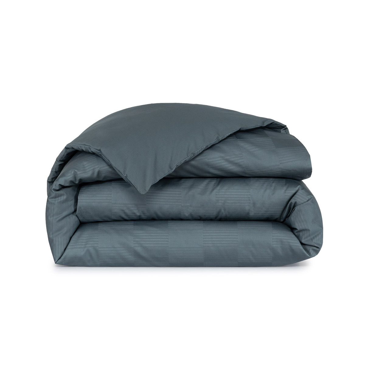 Desforges - Housse de couette en satin de coton gris, Damier