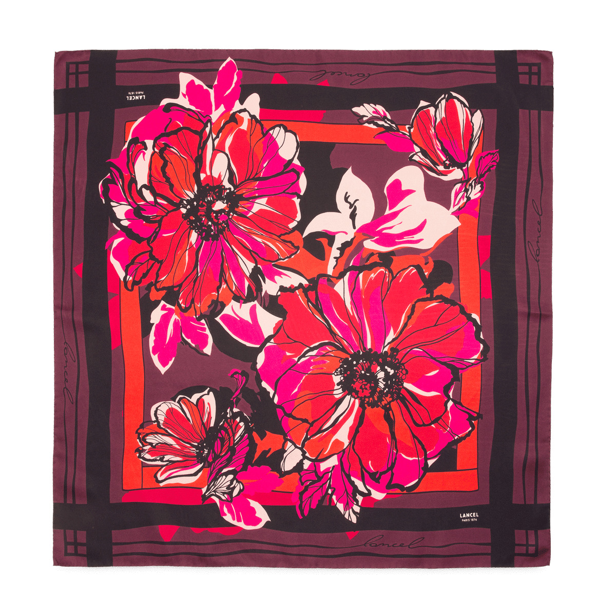 Motif Fleurs d'Automne - Carré - Grand modèle - Multico Cassis