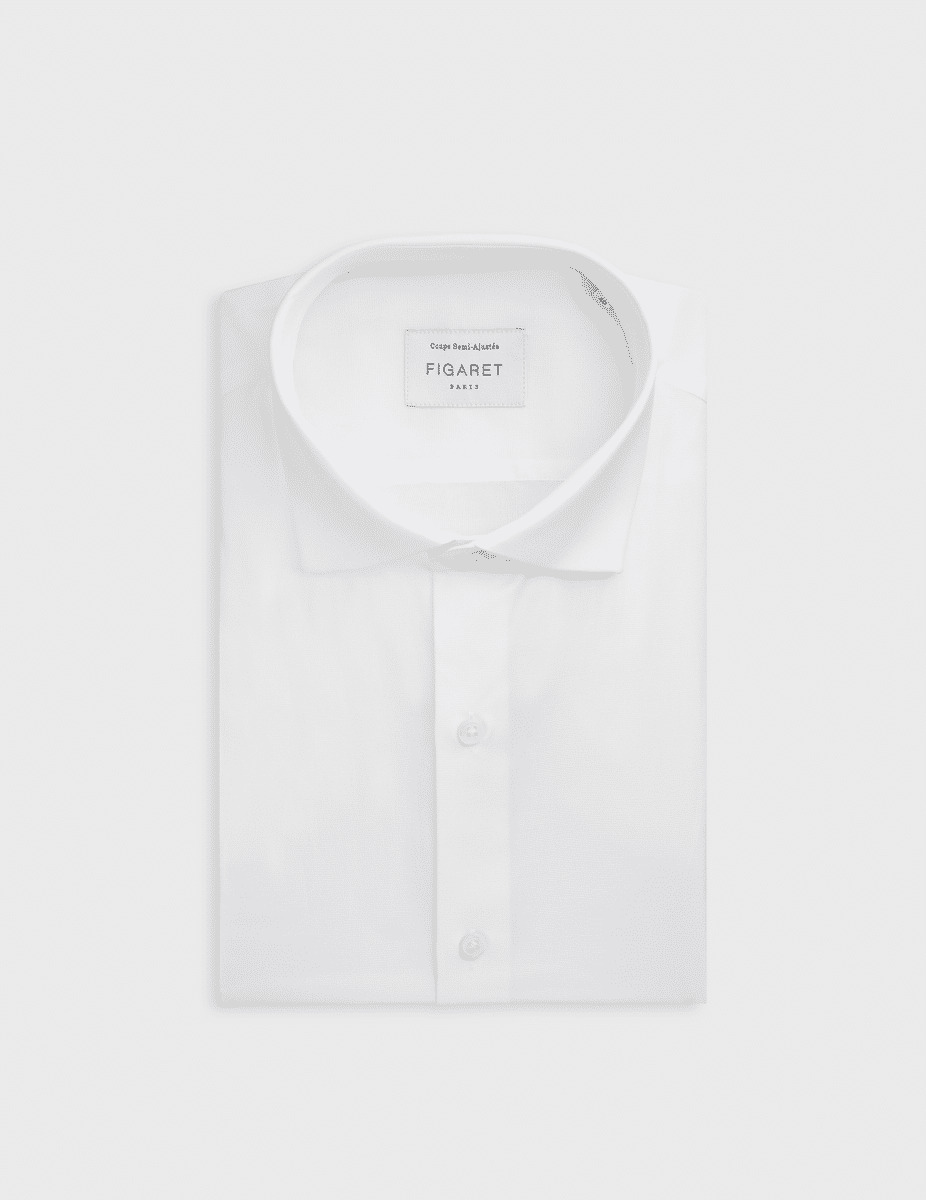 Chemise col italien en façonné uni